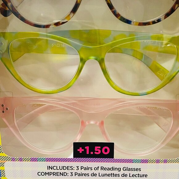 BETSEY JOHNSON reading glasses 3 pack cat eye fashion readers +1.50 - Picture 3 of 4